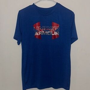 Under Armour Men's Tee in Blue with Red Logo